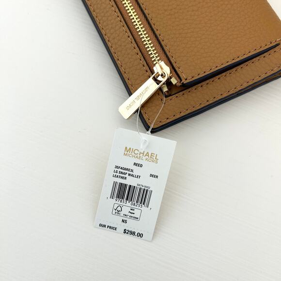 Michael Kors Reed Large Pebbled Leather Wallet Deer MK - Picture 3 of 4